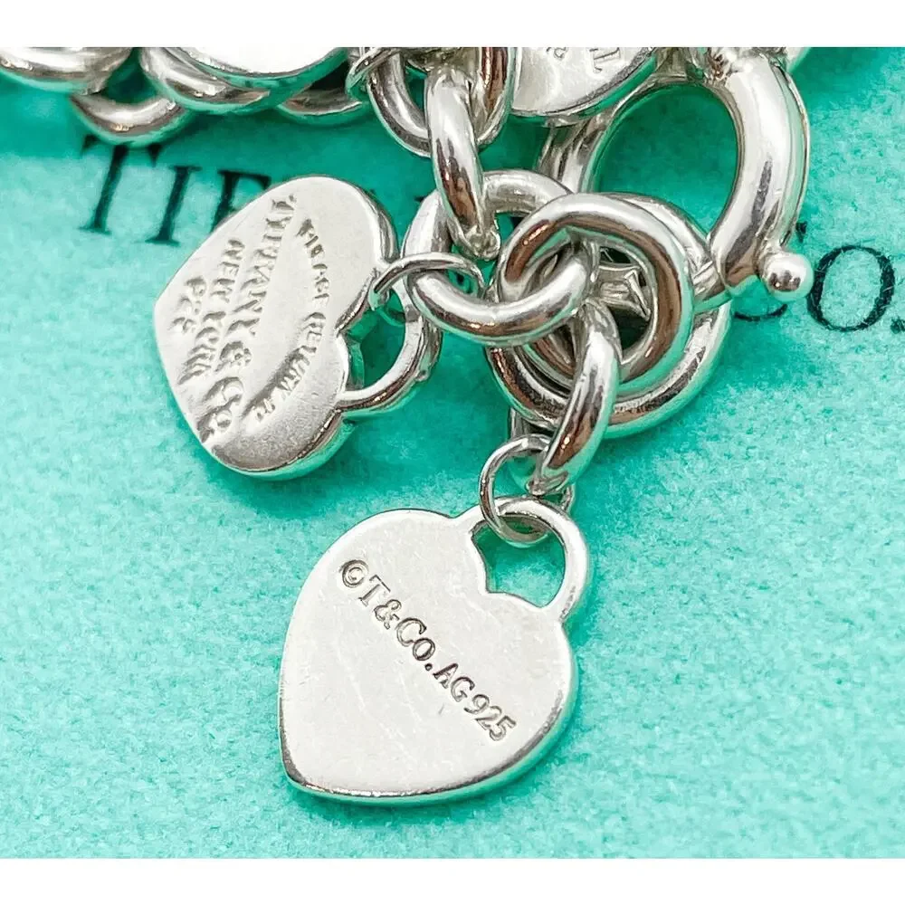 Tiffany & Co. Return to Tiffany Multi Heart Tag Bracelet Sterling Silver 7" - Picture 4 of 15